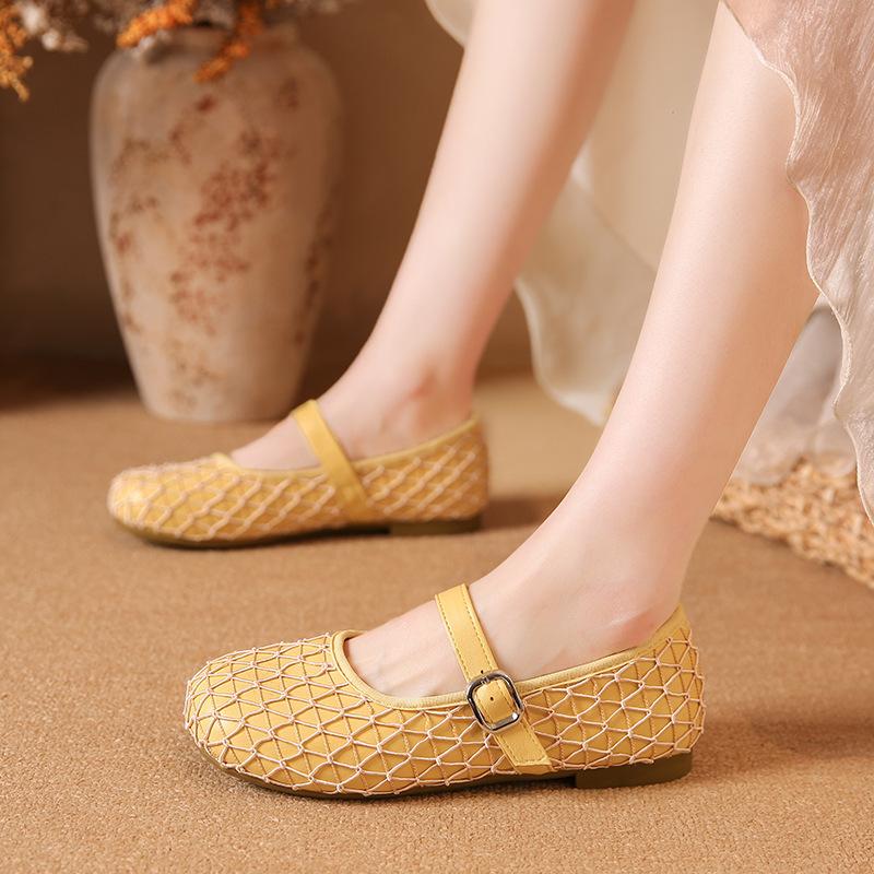 The New Soft Feet Are Not Tired, Doudou Mary Jane Shoes Are Beautiful, with Summer Flat-soled Single Shoes, Women's Small Leather Shoes 2025 Ski