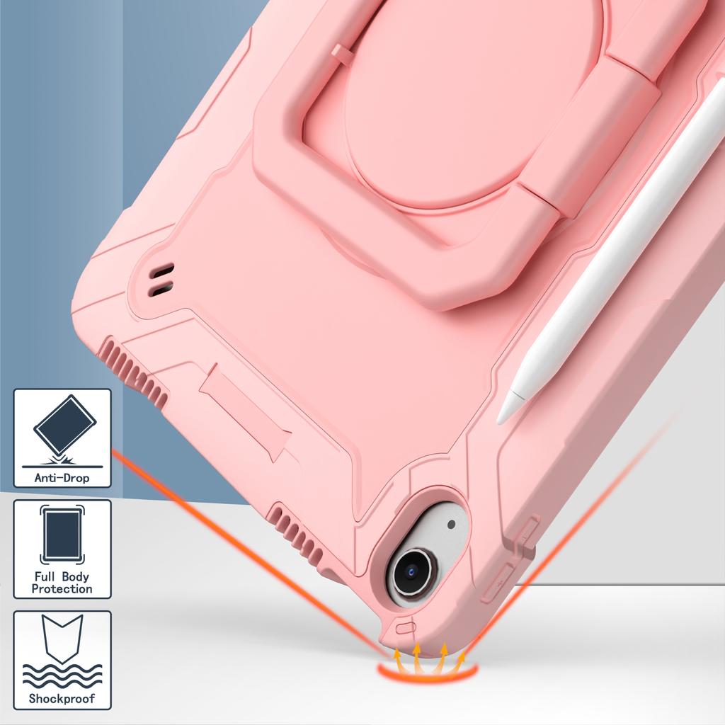 For iPad Air 11 (2025)/(2024) Case with Shoulder Strap PC+Silicone Hand Grip Kickstand Tablet Cover