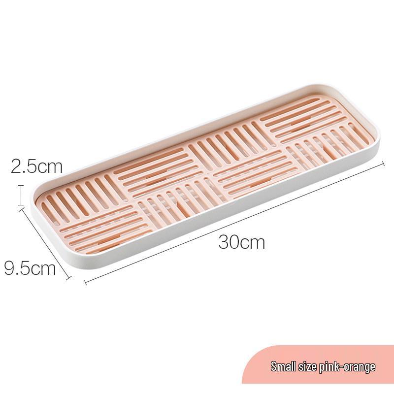 Double Layer Draining Tray for Cups, Bowls, and Chopsticks - Rectangular Plastic Kitchen Organizer