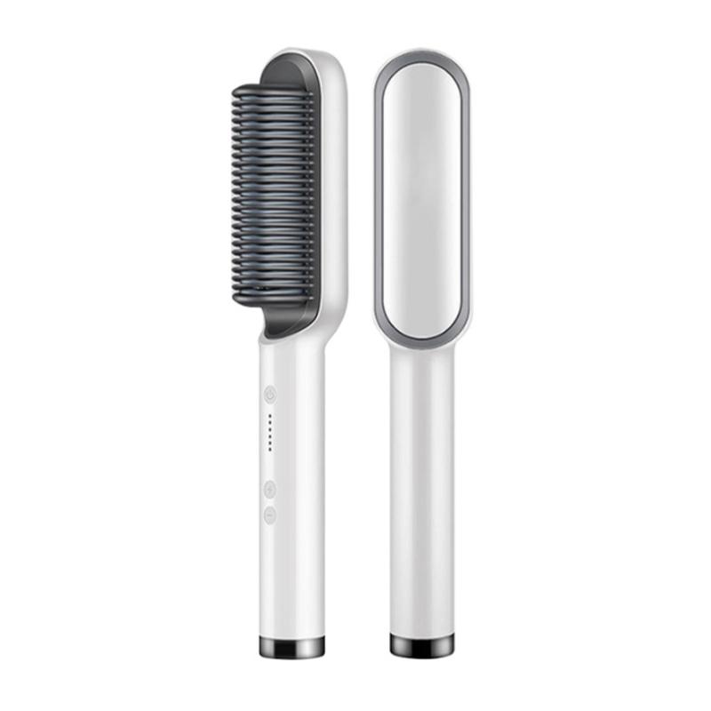 Hair Straightener Brush Fast Heating Anti-Scald Straighten Comb with Multi Temperature Settings for Smooth Frizz-Free Hairstyle белый