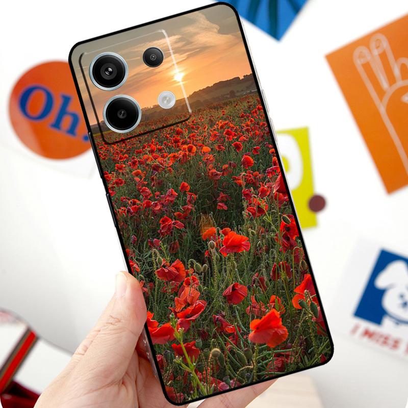 Red Corn Poppy Flower Funda For Xiaomi Redmi Note 14 10 11 12 13 Pro 11S 12S Case For Redmi 15 15C 13C 12C 10C 14C