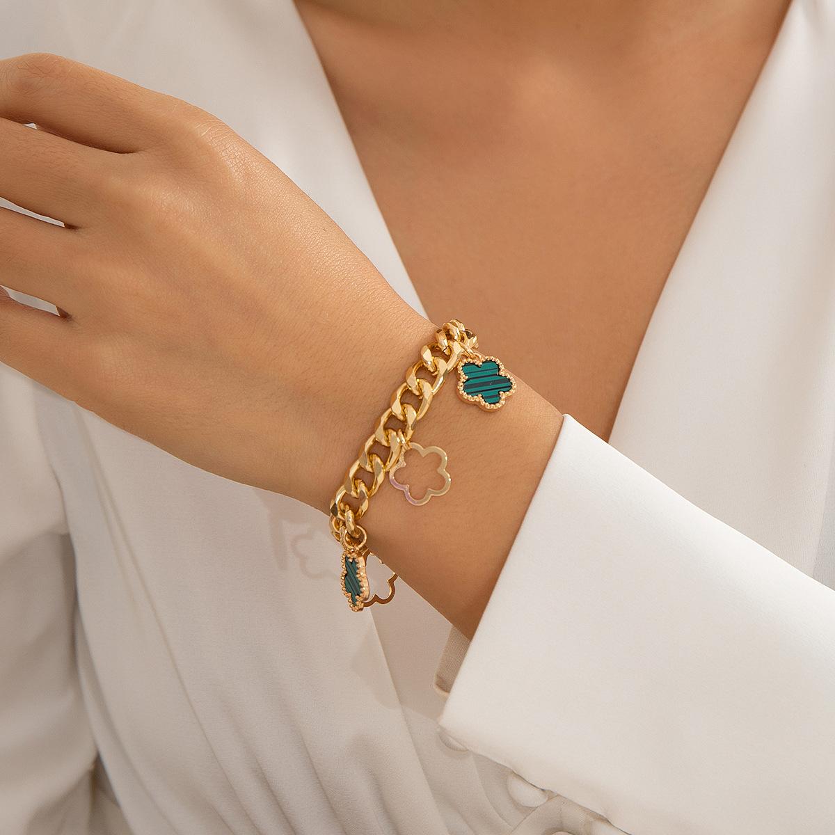 

инс цвет ожерелье с бахромой в виде пятилистного клевера женское, металлическая цепочка ожерелья в стиле холодного ветра