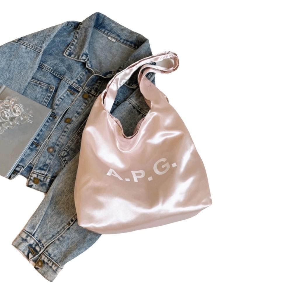 

Girly Style Korean Version Tote Bag Satin Pearlescent Large Capacity Cloth Bag Worker розовый