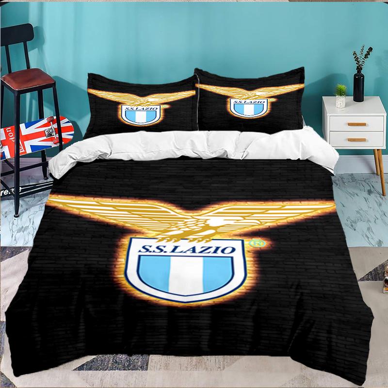 3PCS Lazio Football Crest Bedding set,Ideal For1pc Duvet Cover And 2pcs Pillowcases Perfect for Christmas gift,Ideal for Bedroom, Dormitory