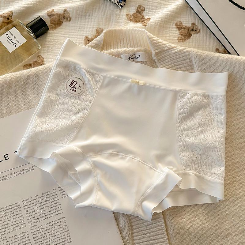 New Ultra-Light Seamless Lace Boyleg Panties with Antibacterial Pure Cotton Mid-Waist Double-Panel Crotch