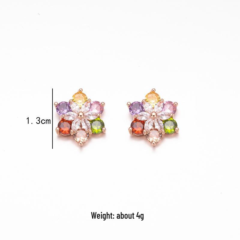 

Серьги-пусеты из серебра 925 пробы в виде снежинок с цирконами, маленькие серьги-пусеты в виде разноцветных хрустальных цветков для женщин