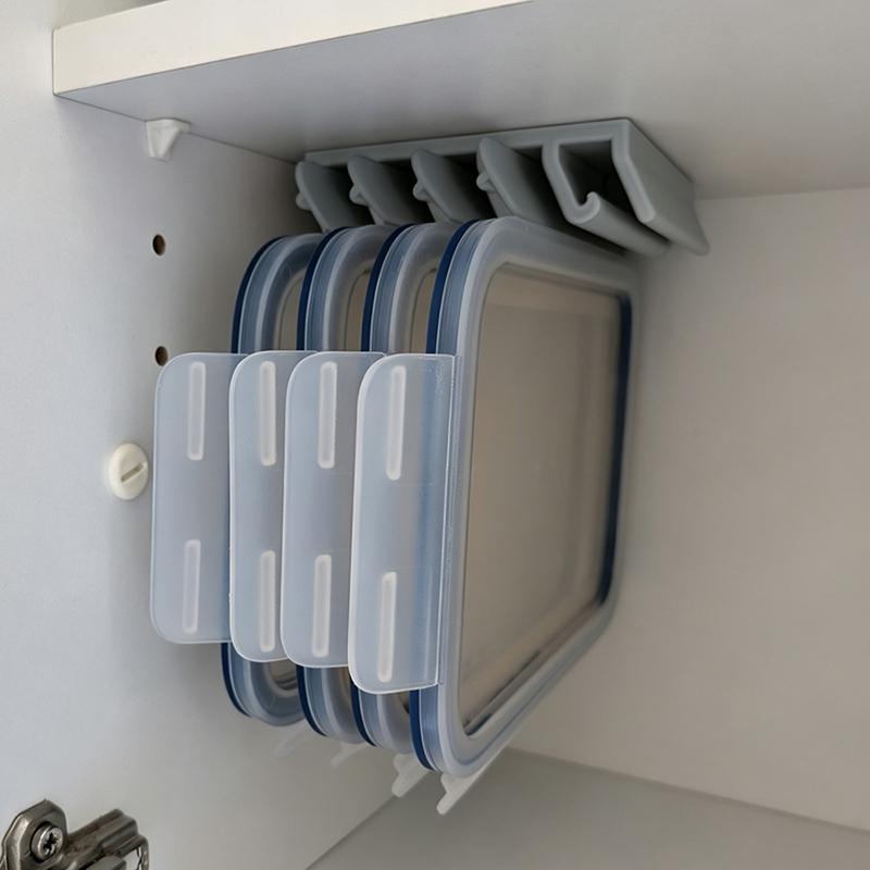 3D tiskový organizér víček nádob pod skříňku 5 přihrádek Bez vrtání Kuchyňský držák Pro organizaci spížní skříňky