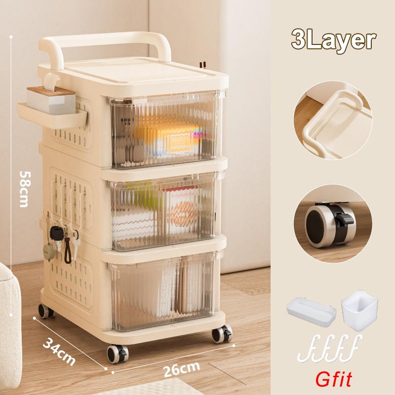 Household Pegboard Plastic Trolley Drawer Snack Toy Cabinet Living Room Bedroom Study Multi-Layer Storage Cabinet