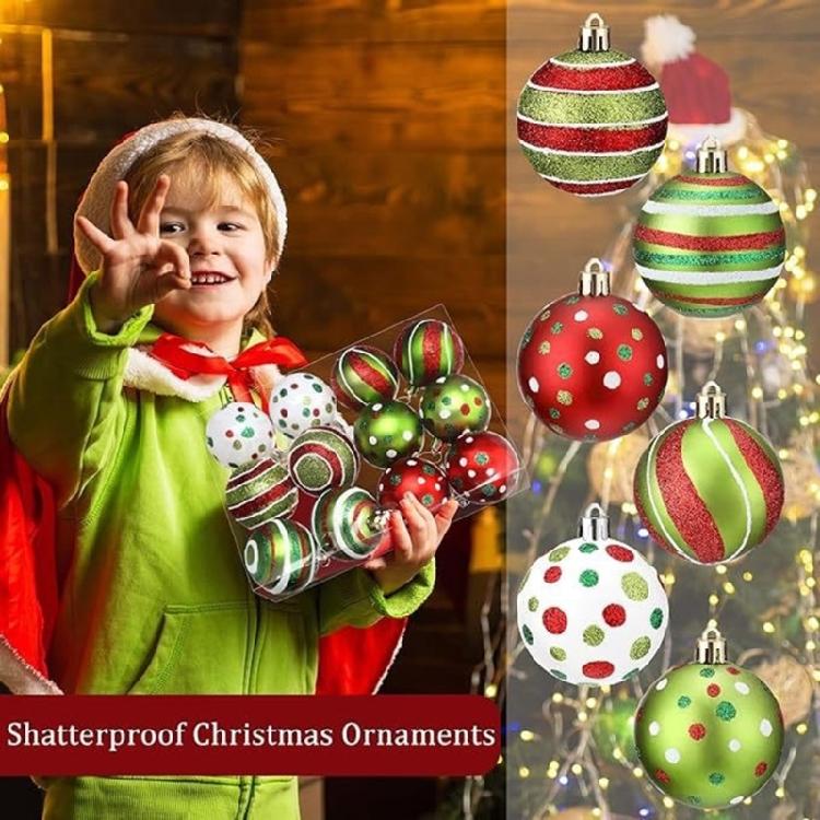 6pcs Christmas Tree Baubles Pendant Colorful Polkas Dots Balls Holiday Decoration Handmade Festival Tree Embellishments
