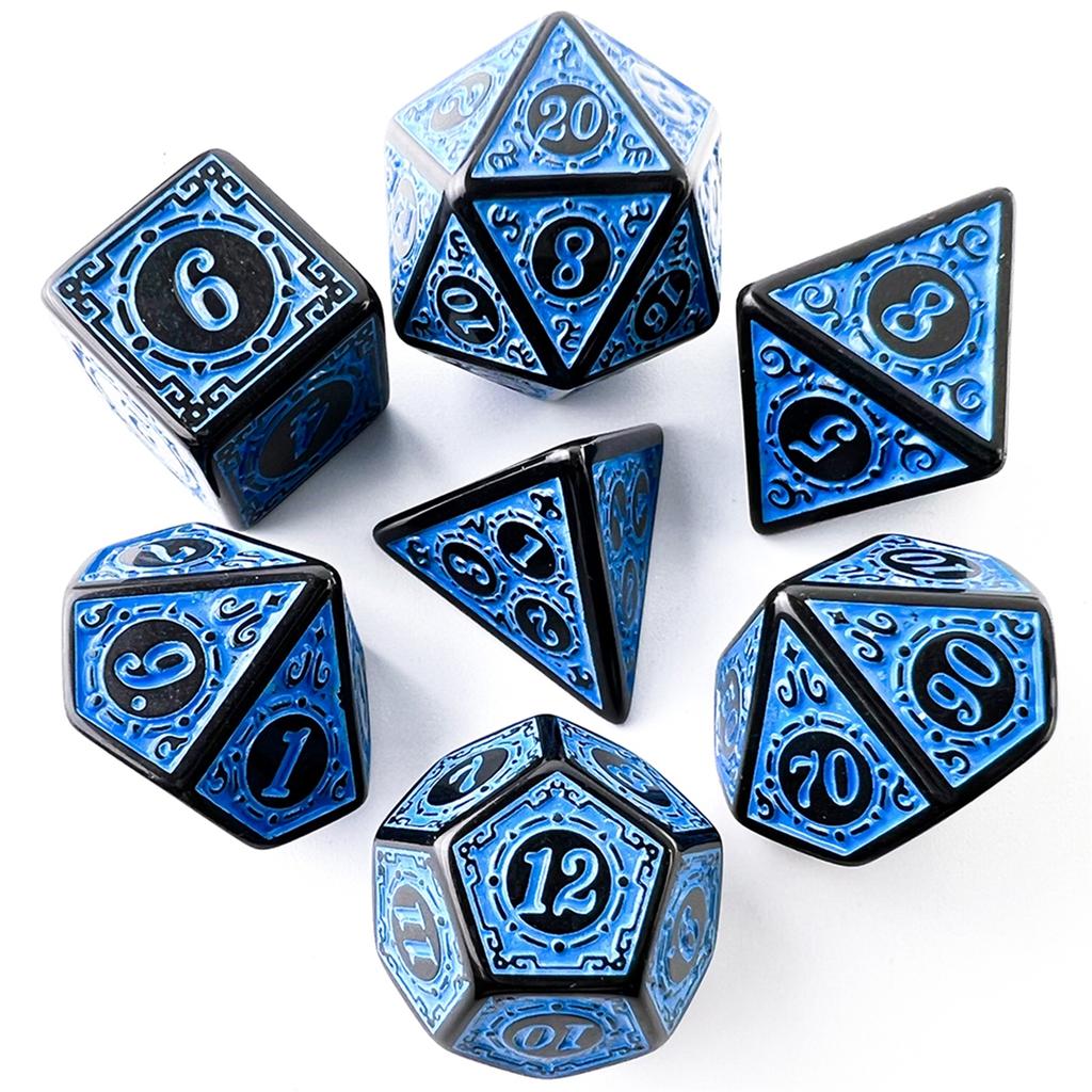 High Quality Plastic Dnd Dice Set 7Pcs Rpg Tabletop Gaming Dice With Unique Patterns & Retro Font - Free Shipping