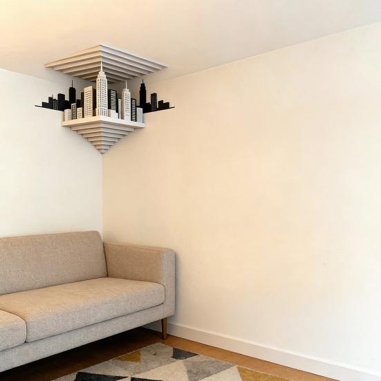 2 Pcs 3D Optical Illusion Corner Wall Decal Removable Peel And Stick Graphic Wall Art for Living Room Bedroom Home Decor