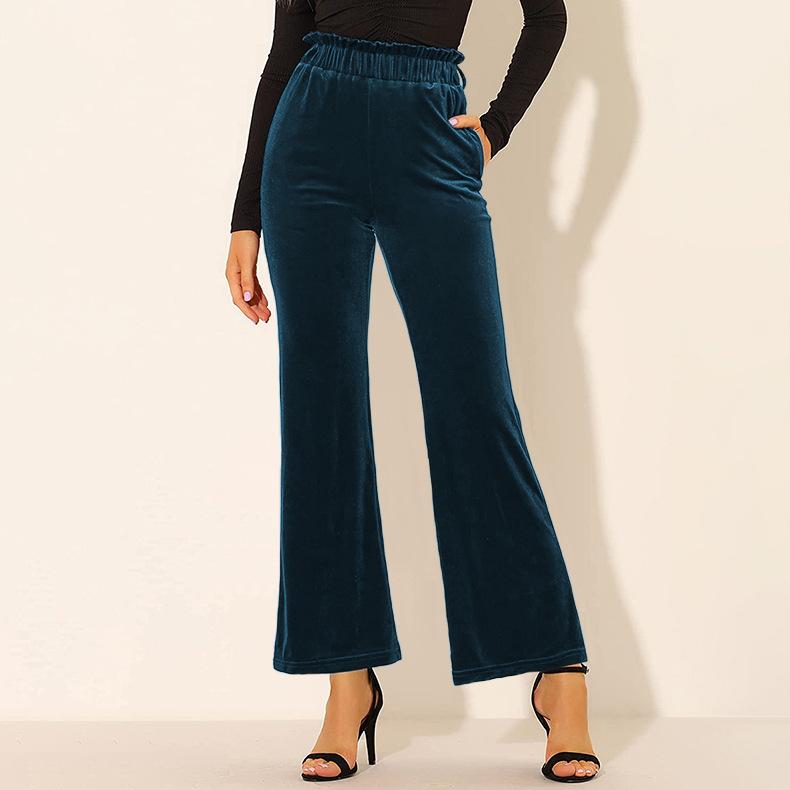 Women Pants Solid Color Wide-leg Casual 
