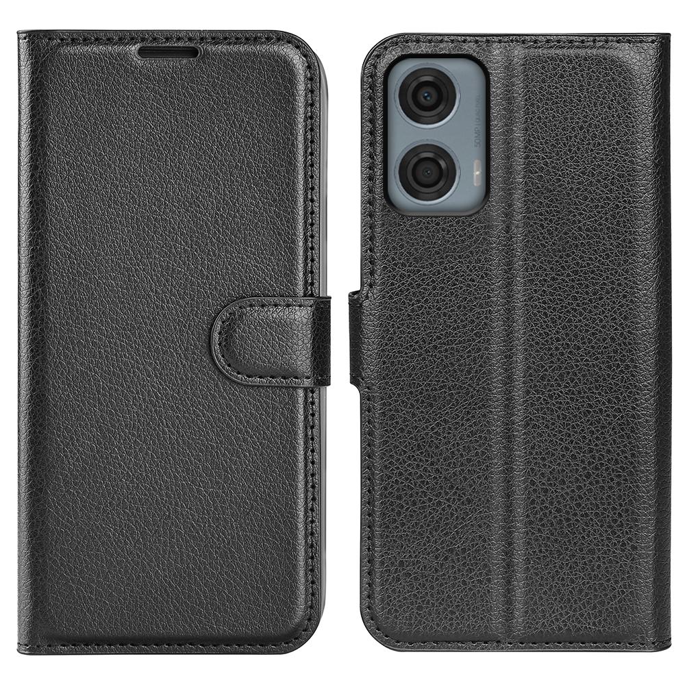 Für Motorola Moto G24 Power Hülle Litschi-Textur Sturzsicher Leder Brieftasche Handyhülle