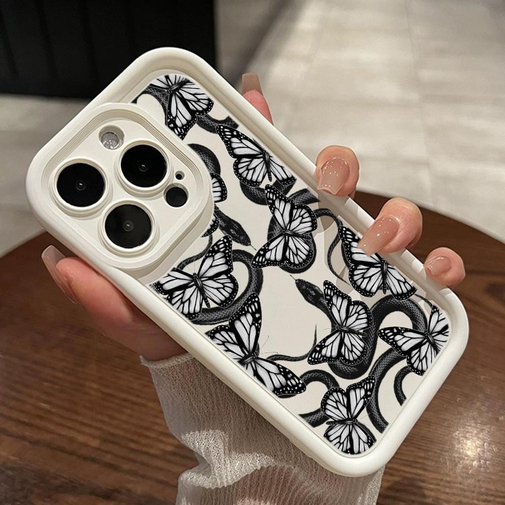 LZ5 Butterfly Black Gold Snake Silicone Phone Case for Xiaomi 11 Lite 5G 14T Redmi 14C 13C A3 Note 12 11 9 10 13 Pro Plus Shockproof Back Cover