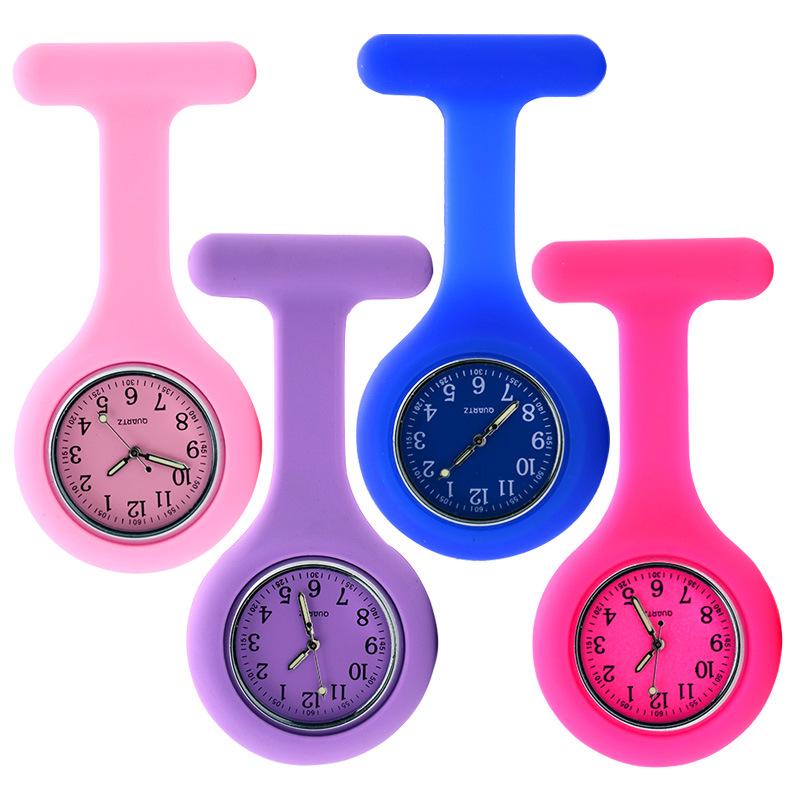 Luminous Silicone Nurse Pendant Watch with Color Dial for Hospital Use