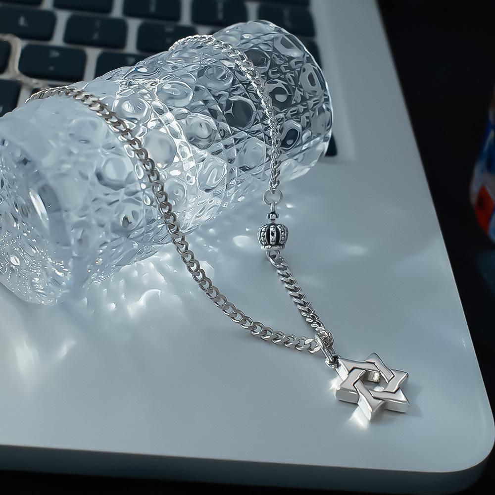 

Hexagram Crown Necklace Niche Design Sense Retro Versatile High Sense Simple Sweater Chain