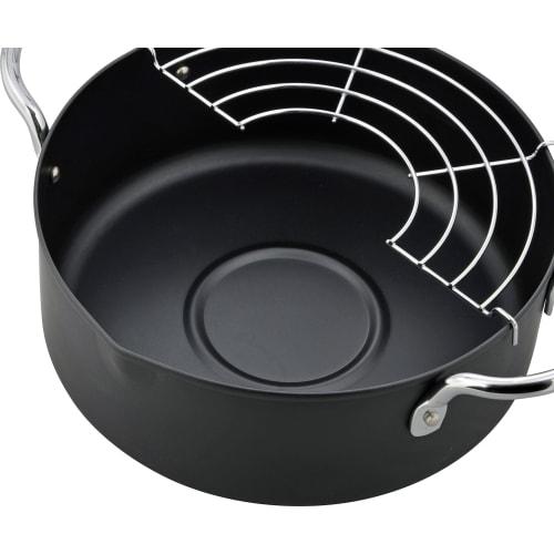 Wahei Freiz AR-7003 20cm Iron Tempura Pan with Frying Rack, Induction Compatible, Gas Compatible, Double-Handed Frying Rack, for Deep Frying Tempura