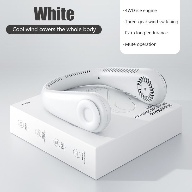 Bladeless Hanging Neck Fan Handfree 3 Speeds USB Mini Portable Fan Summer Travel Outdoor Sports Fan Portable Charging Head Fan