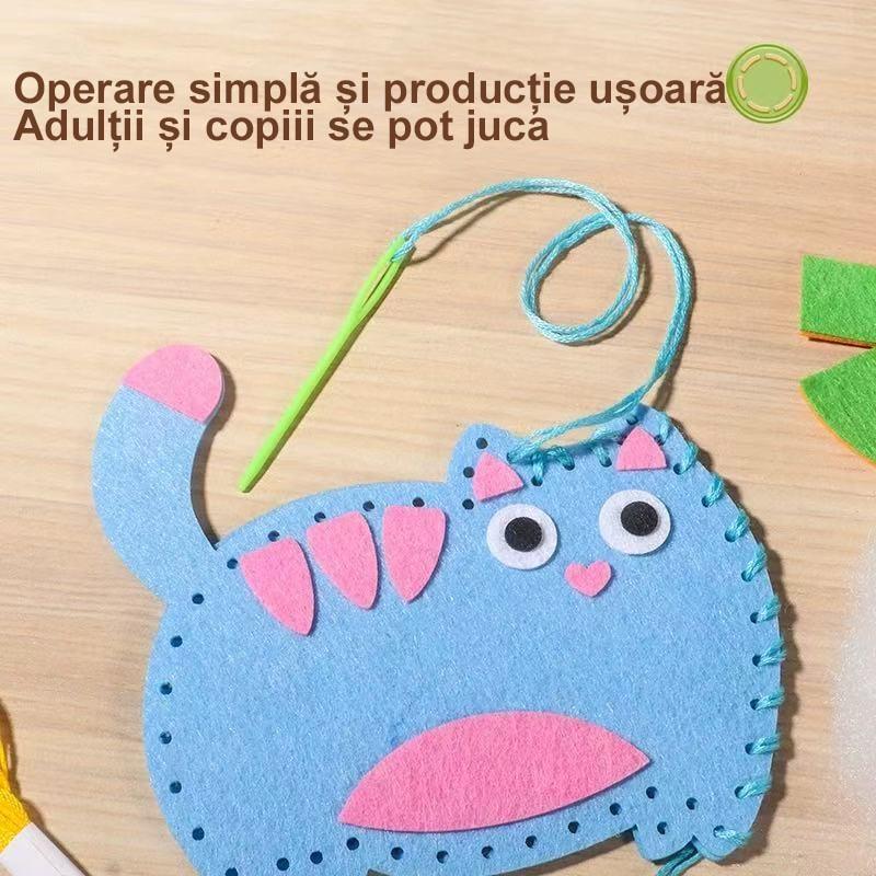 Educational Sewing Toys for Kids - Animal Canvas Puzzle, DIY Handmade Craft Kit for Beginners, Gift for Girls & Boys Ages 6+