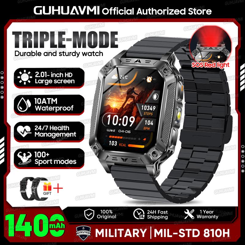 Orologio Smart Sportivo da Uomo per Esterni Batteria Grande 1400mAh Impermeabile Chiamata Vocale Musica Ossigeno nel Sangue Sport Smartwatch uomo donna Fitness
