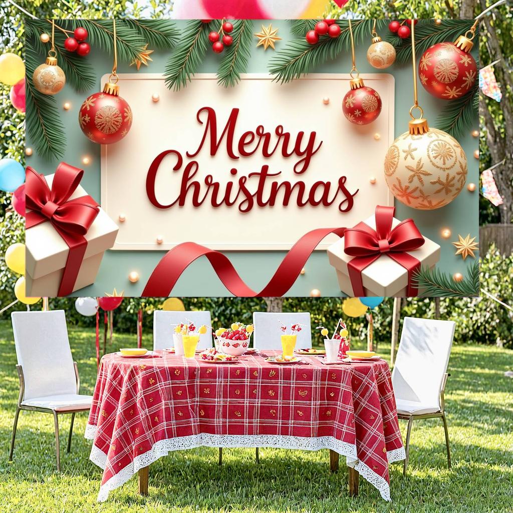 Christmas Decoration Banner Snowflake Pattern Celebration Banner Christmas Party Banner Pine Branch For Family Gathering Indoor