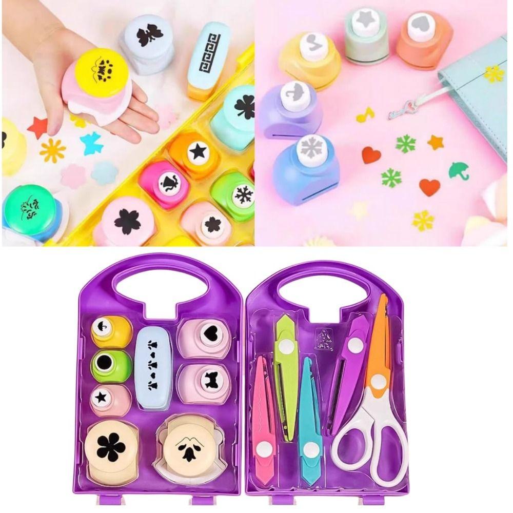 Manual Kids Craft Hole Punch Shapes Set With Storage Box Shape Cutters DIY Puncher Craft Set