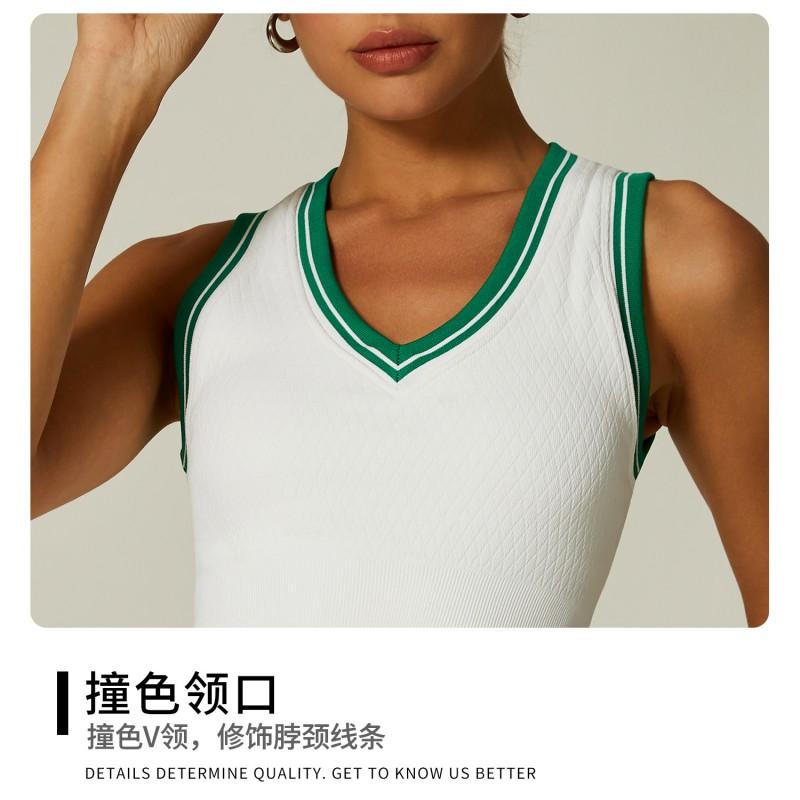 Womens Seamless High-Elastic Tennis Skort Set With Sports Tank Top Breathable Nylon Spandex Athletic Wear Yoga Running