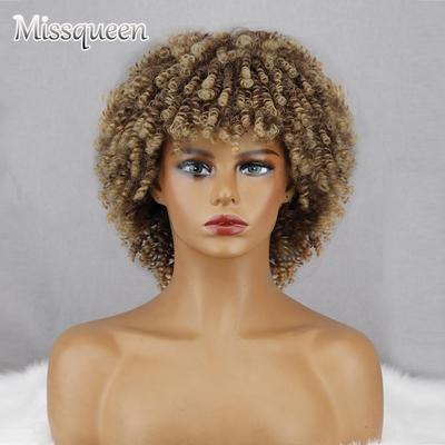 Afro Sieviešu Īsi Kinkijs Cirtaini Matu Parūka Ombre Blondi Pelēki Melni Brūni Krāsaini Sintētiskās Šķiedras Cirtaini Matu Parūka Cosplay Ikdienas Valkāšanai