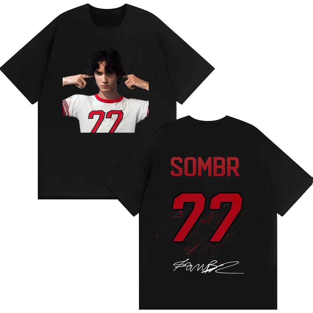 Sombr T-shirt Gotica Giovanile Romantica Estate 2026 Stampa Estiva Cotone Puro Top Casual Manica Corta