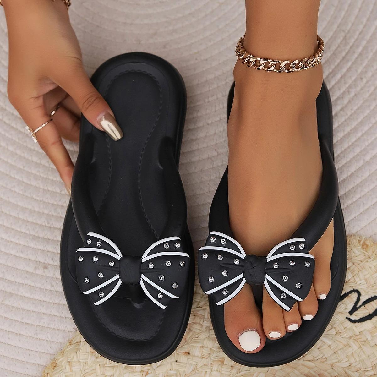 Модные женские шлепанцы на платформе с бантом 2024 года — фото 5