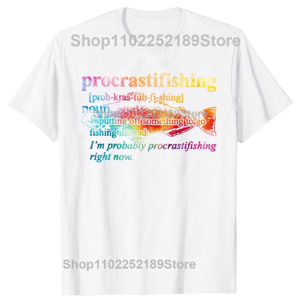 Procrastifishing T-Shirt Lustiges Angelgeschenk für Papa Opa Angler Fisch Grafik Bedrucktes T-Shirt Lässige Streetwear Mode T-Shirts