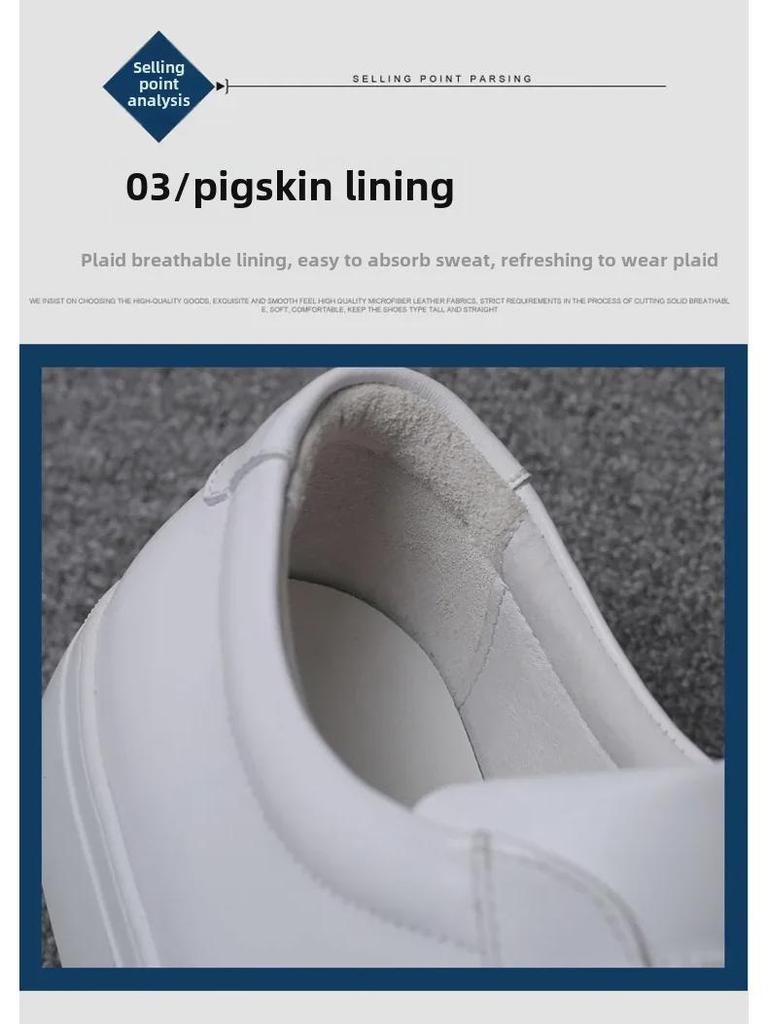 Męskie Białe Sneakersy ze Skóry Naturalnej w Stylu Europejskim - Modne, na Grubej Podeszwie, Casualowe Buty