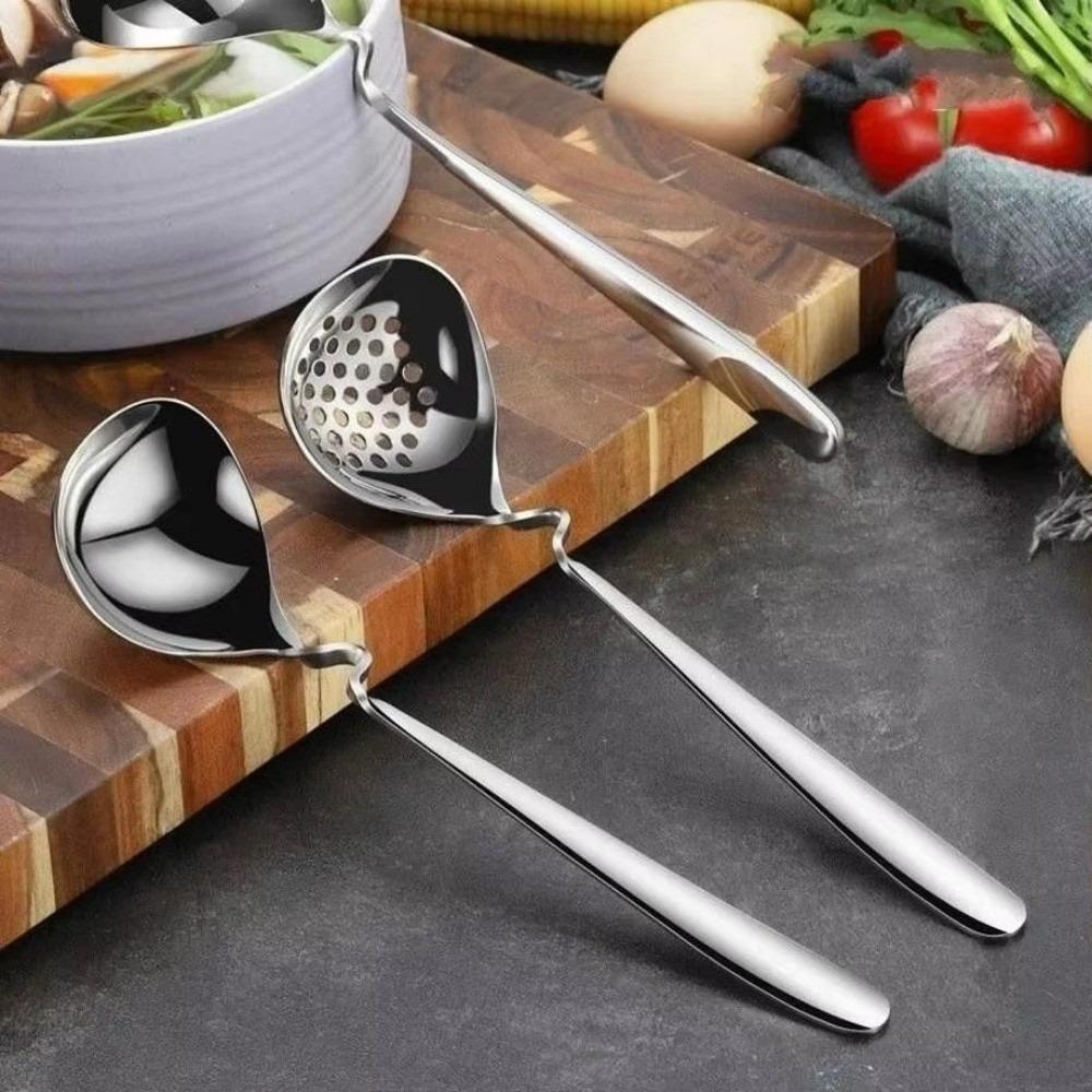 Curved Handle Design Soup Spoon Long Small Tools Household Colander Spoon  Kitchen Supplies