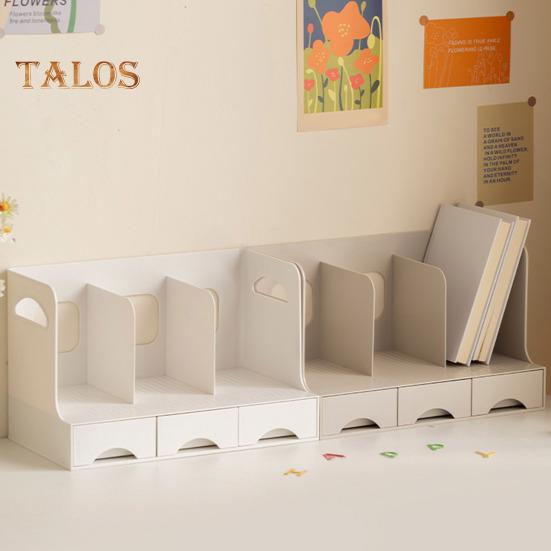 Pen Holder Bookend Large Capacity Desk Organizer with Smooth Drawer Handles Multi-Functional Storage Stationery Organizer
