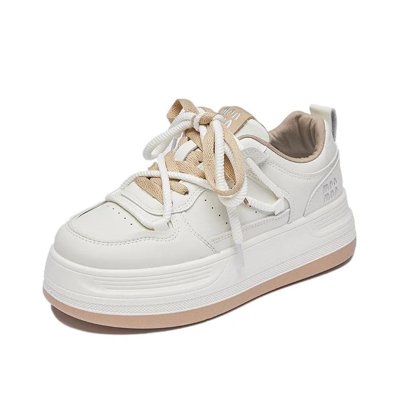 Women's Shoes Spring New Platform Sneakers Female Students Breathable Casual Board Shoes Fashion Two Tone Lace Up Sports Shoes