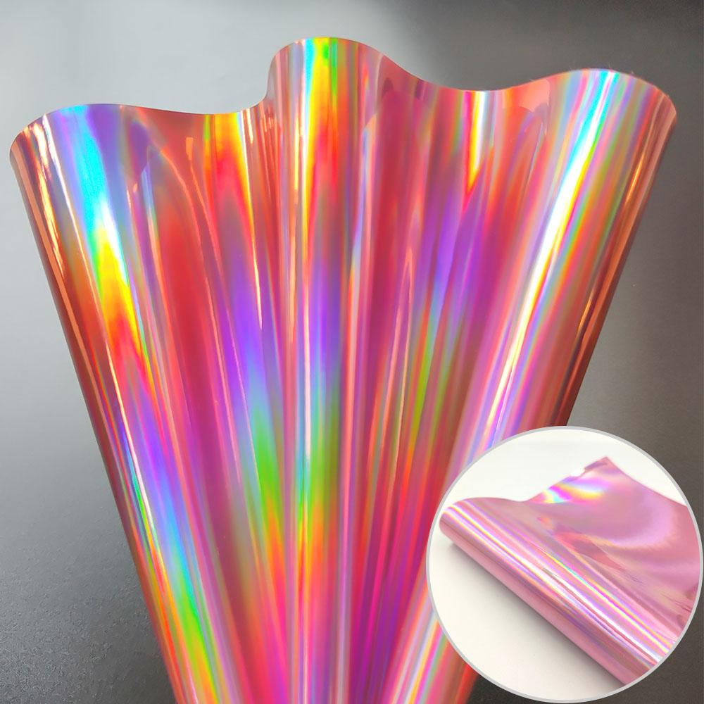 Hologram Iridescent Rainbow Mirrored Faux PU Leather Synthetic Laser Leatherette Fabric Craft Cloth DIY Bows Making Earring