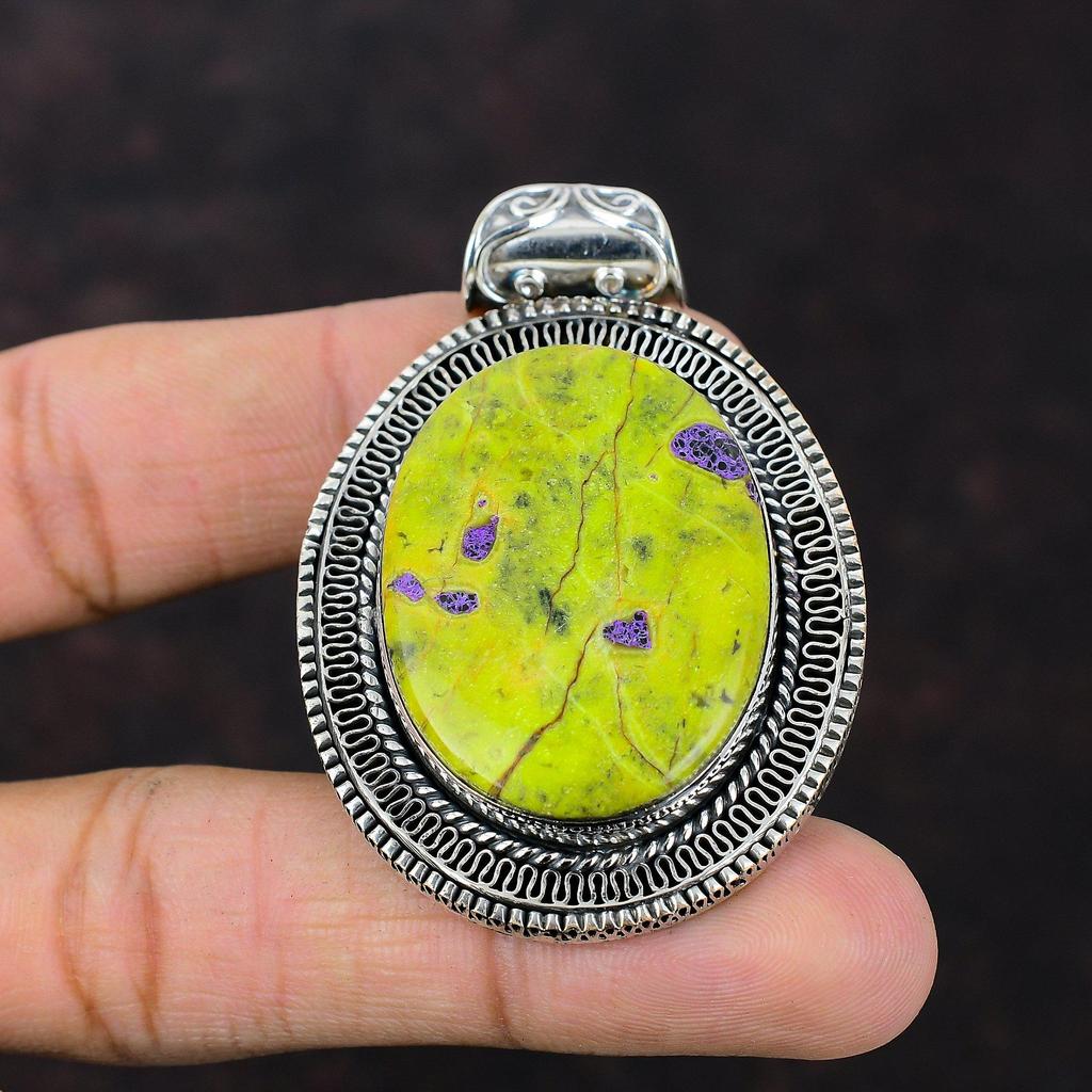 Stichtite Gemstone Pendant 925 Sterling Silver Pendant Stichtite Jewelry Handmade Pendant Vintage Pendant Engagement Gift Statement Jewelry