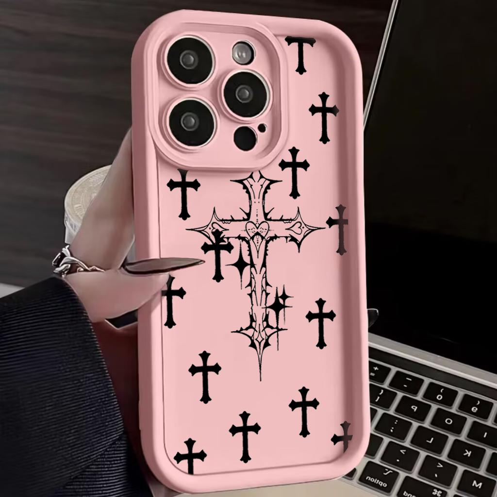 Luxus Schwarz Kreuz Muster Handyhülle für iPhone 15 14 13 12 11 Pro Max Mini XR XS MAX 7 8 Plus SE2022 Stoßfest Weich Funda Hülle
