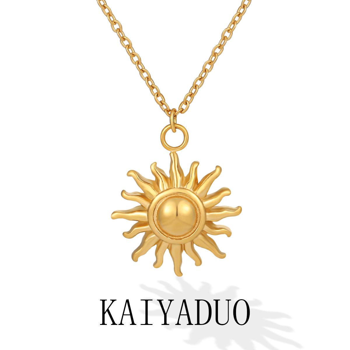 

Greek Sunflower Gold-Plated Titanium Steel Necklace - Women s Fashion Clavicle Chain
