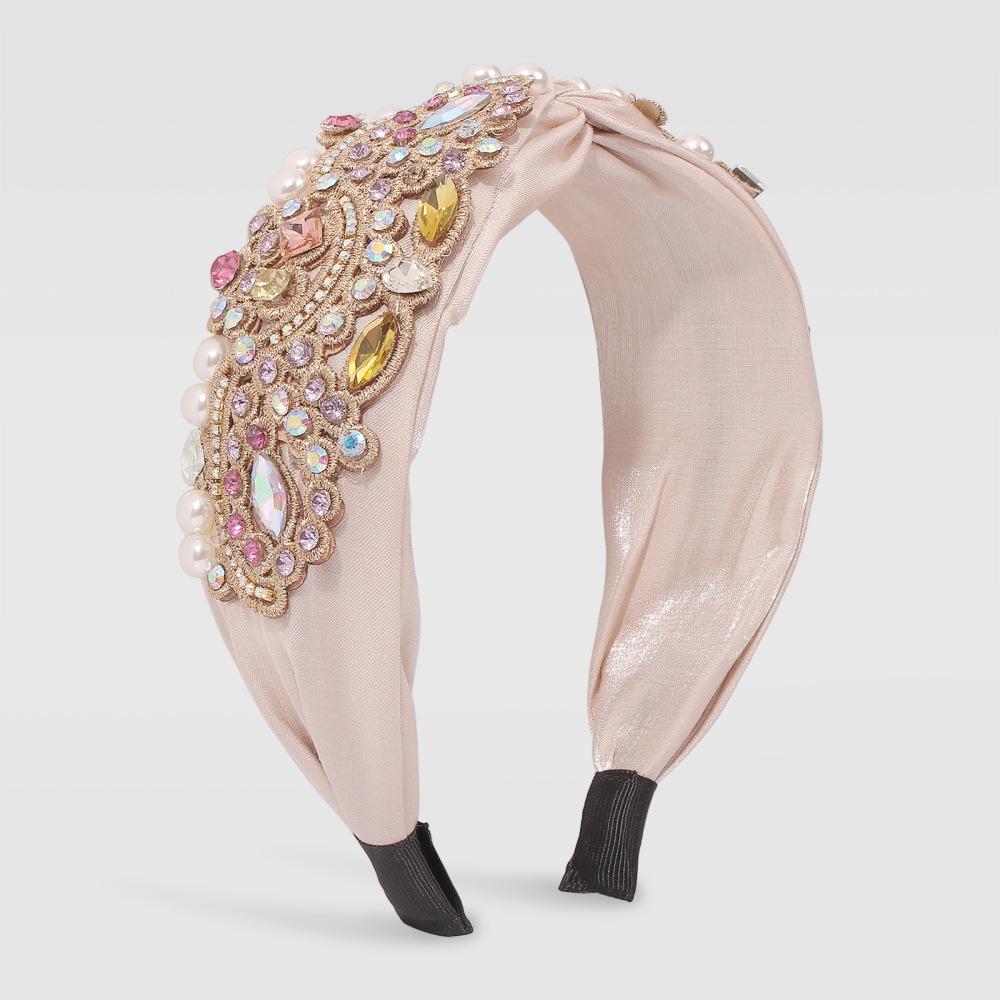 Colorful Rhinestone Headband Middle Knot Turban Hairband For Women Girls Handmade Casual Head Band New Fashion Hair Accessories