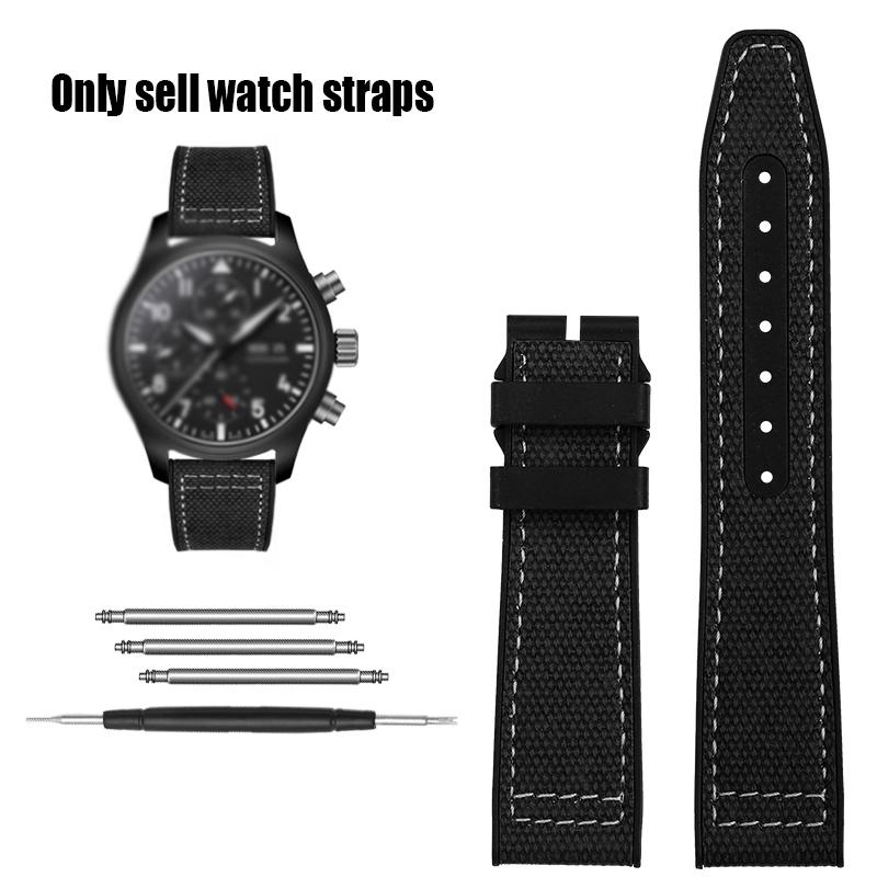 

Nylon rubber watch strap For IWC Pilot Spade A Mark 18 Portuguese Blue Band FOLDING CLASP Canvas Men s Watch Chain 20MM Bracelet 20mm
