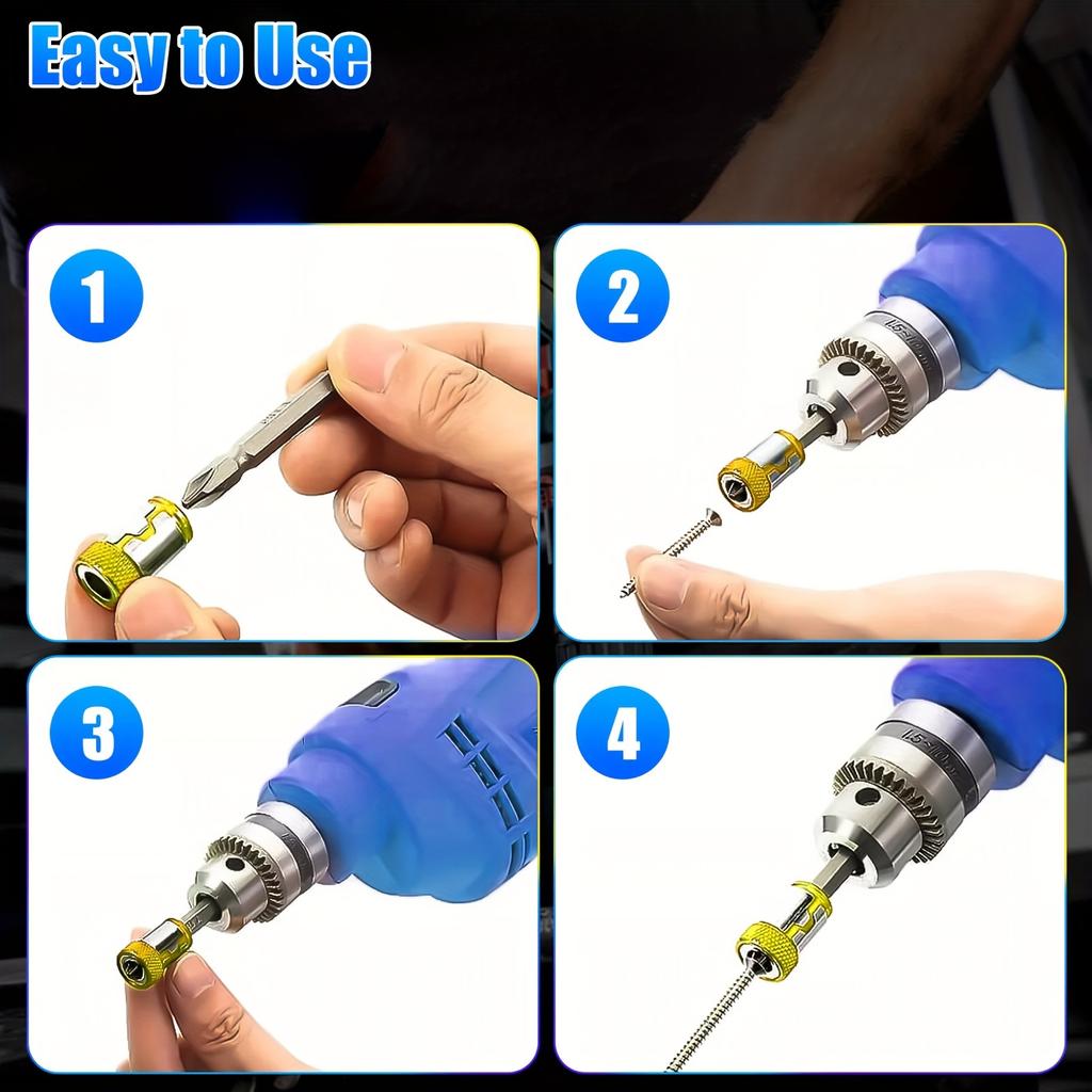 6pcs Magnetic Bit Holder Set, Non-Slip Magnetic Screw Ring Bits, Alloy Electromagnetic Rings, for 1/4" Hex Screwdriver & Power Bits