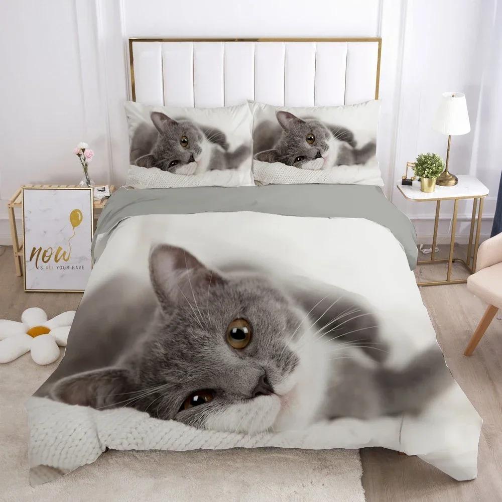Comforter Cat Lovely Animal Kitten Bedding Set 3D Printed Suitable For Bedroom Kids Home Textile