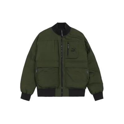Bomber Oversize con Patch Ricamato Collo Alto Manica Lunga Ampia Piumino Uomo Giacca Verde 621679-31