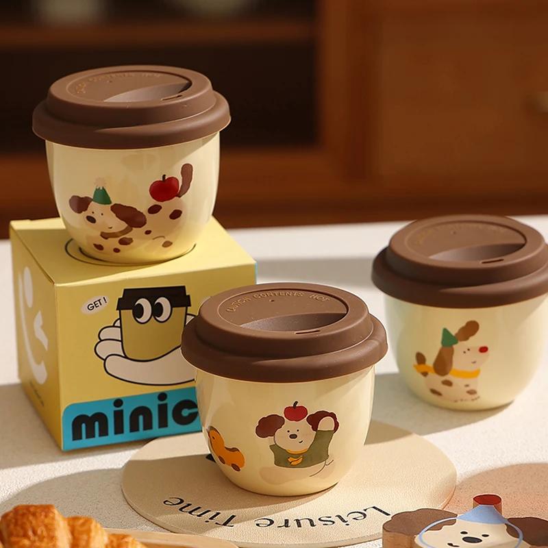 250ML Ceramic Coffee Mug Vacuum Flask Silicone Lid Direct Drinking Mouth Cute Cartoon Animals High-quality Outdoor Cup Gifts