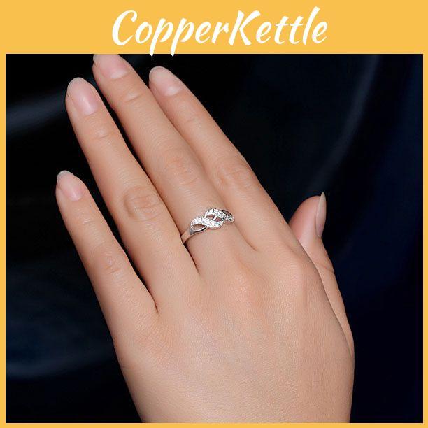 New Arrival Jewelry Stylish Double Spiral Ring With Zirconia Inlay White Gold Plated