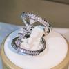 925 Silver Geometric Zircon Ring Ladies Party Jewelry Irregular Ring "Z" Unisex Wedding Cookic Jewelry Gift