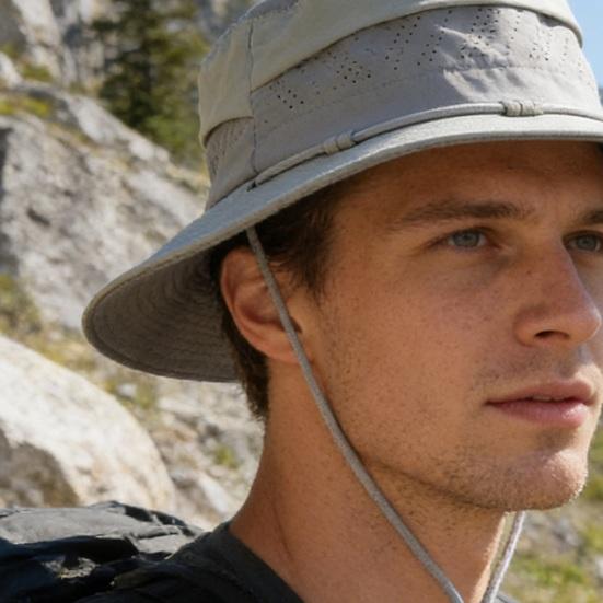 Hat Adjustable Size Waterproof Outdoor Sun Protection Hat with Windproof Buckle Patchwork