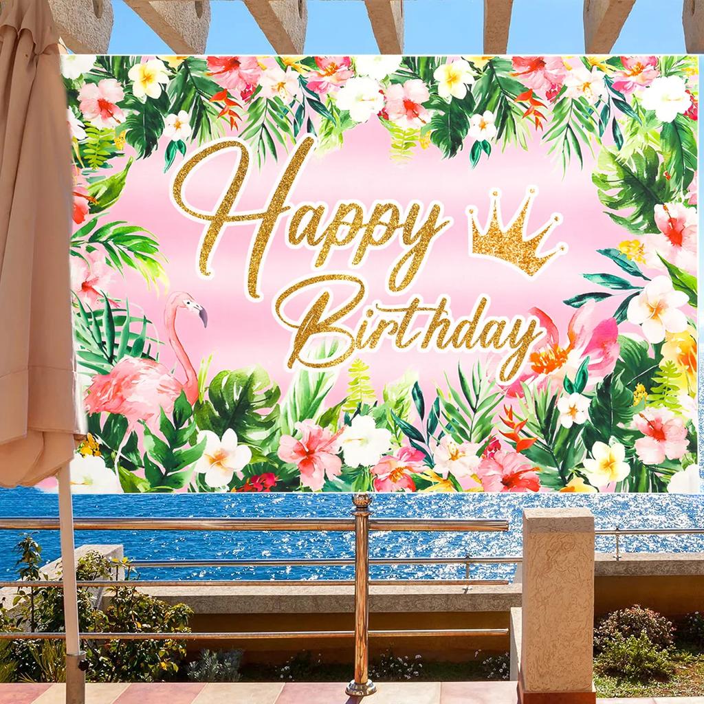 Hawaiian Aloha Party Decoration Summer Happy Birthday Musical Beach Backdrop Background Photography Tropical Tiki Baby Shower