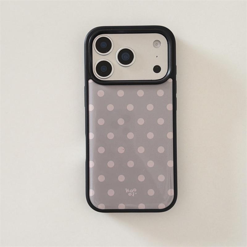 Vintage Polka Dot Large Window Phone Case For iPhone 14 15 16 17 Pro Max INS Minimalist Shockproof Protective Cover 4 Colors